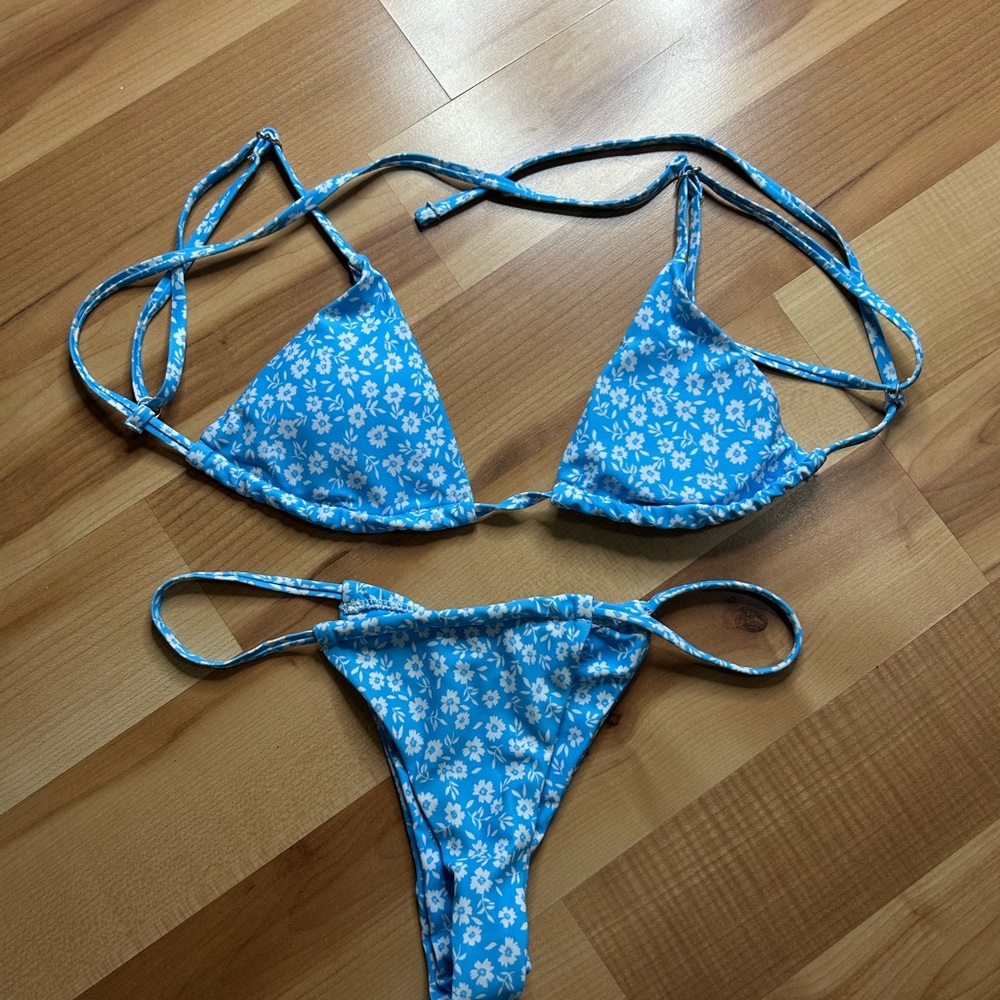 Blue Floral Bikini Set